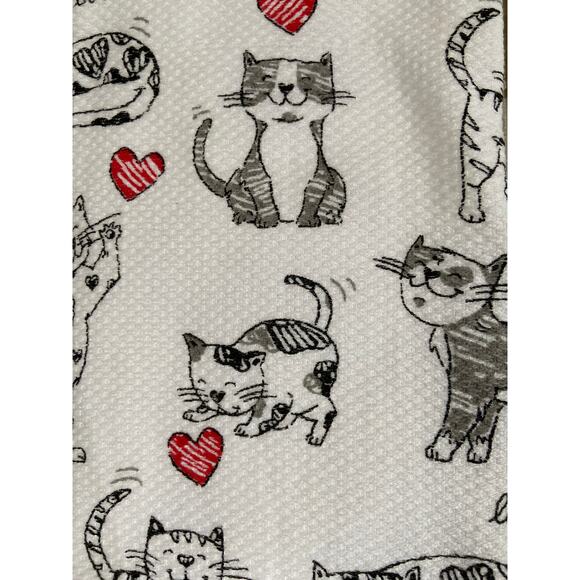 NWT Casaba Valentine Love Black White Cat Kitten Cats Kitchen 3 Piece Towel Set - Picture 3 of 3